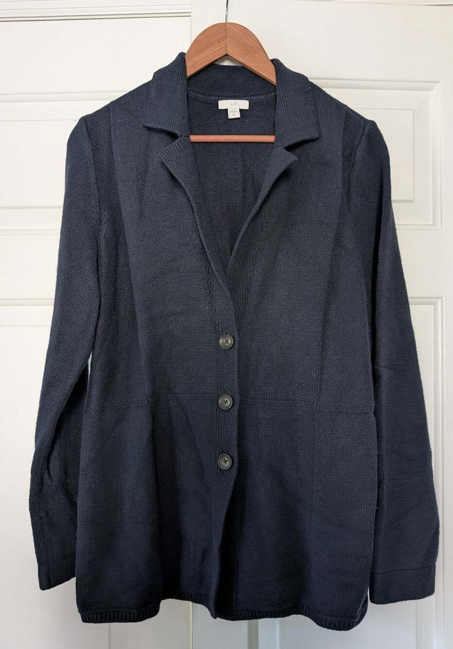 J. Jill Navy Cozy Knit Cardigan Jacket Sweater
